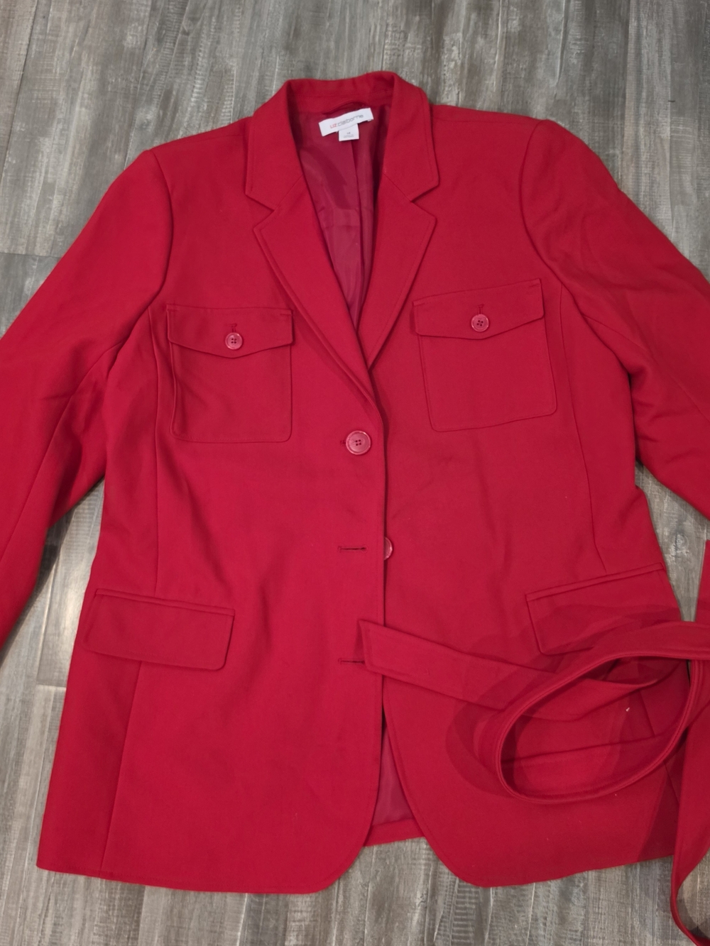 Liz Claiborne Red Tailored Belted Blazer